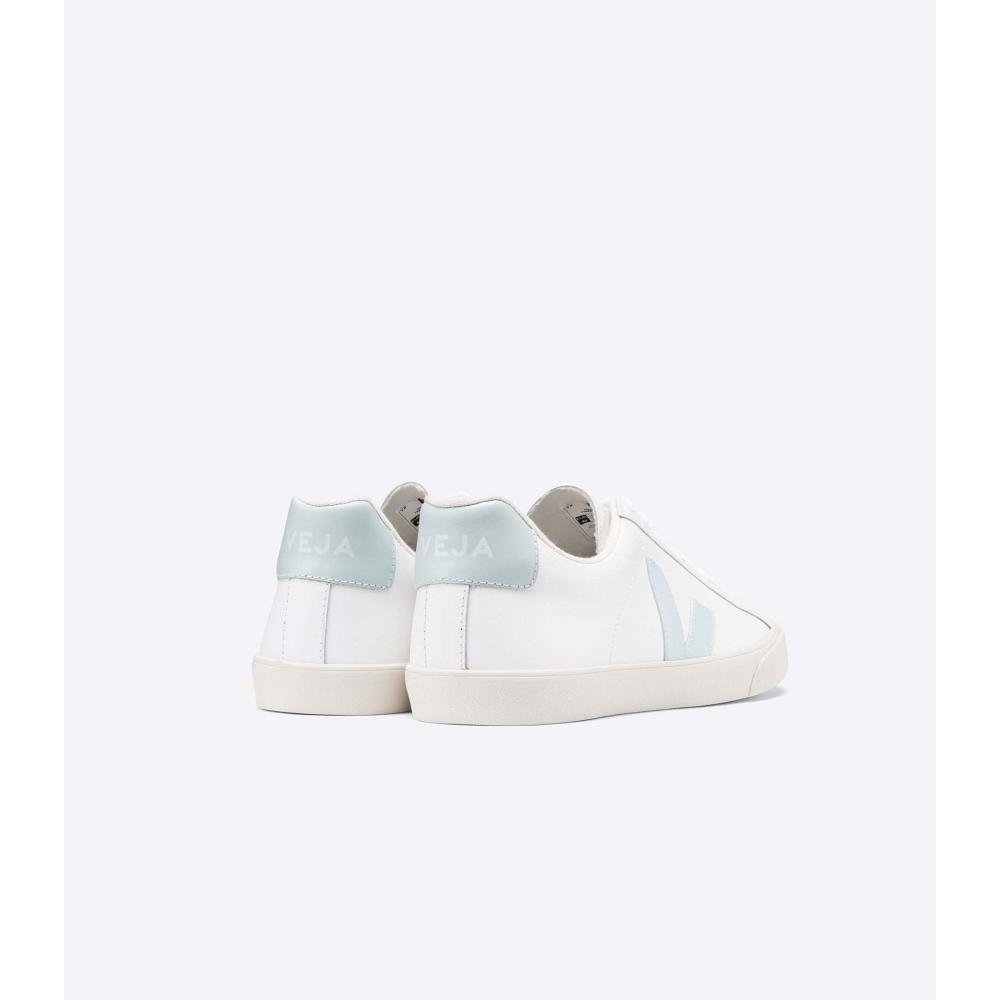 White/Blue Women's Veja ESPLAR LEATHER Sneakers | AU 609WNB